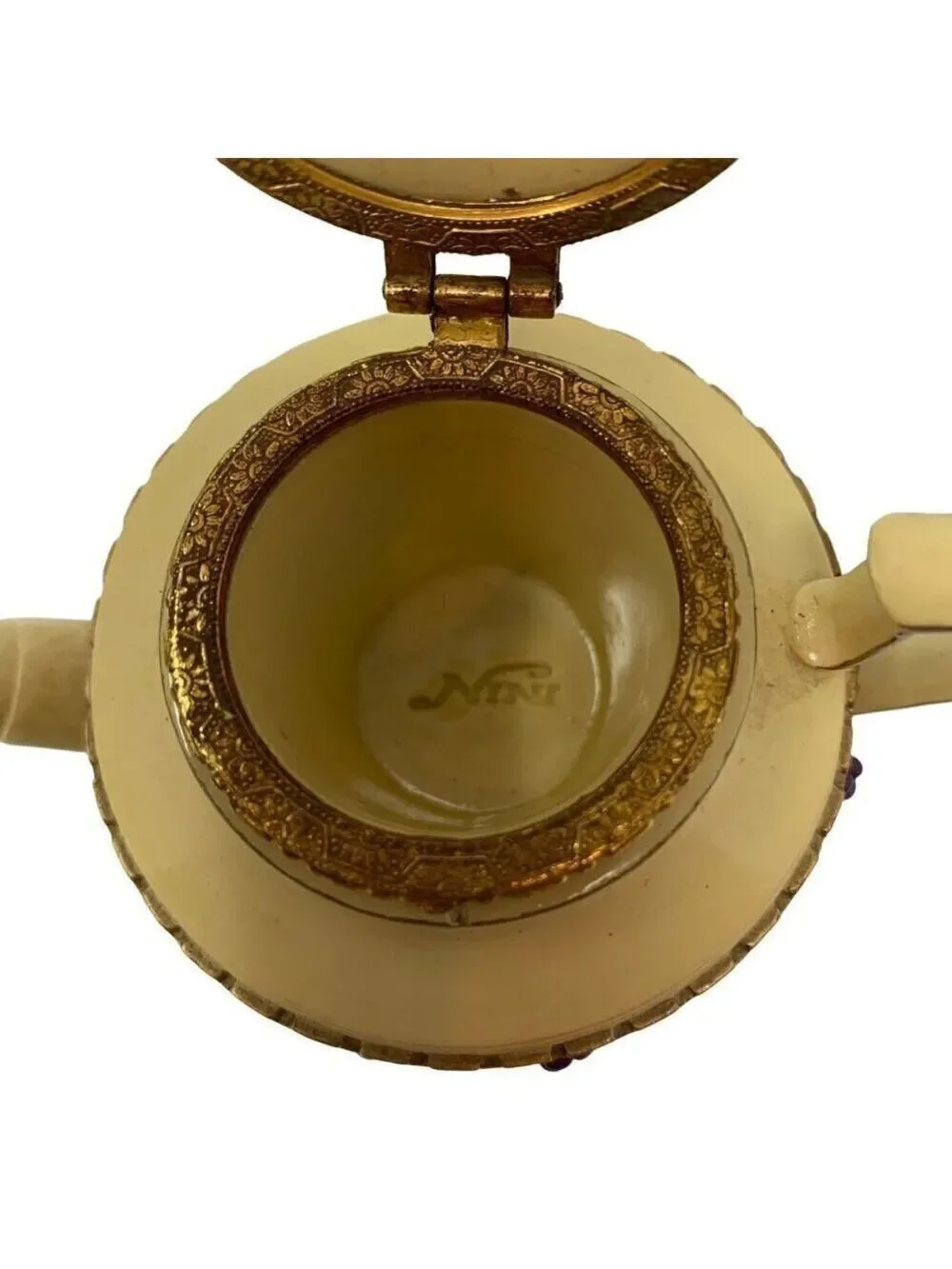 Nini Vineyard Teapot Trinket Keepsake Box Collectible Mini Hand Painted 6-41